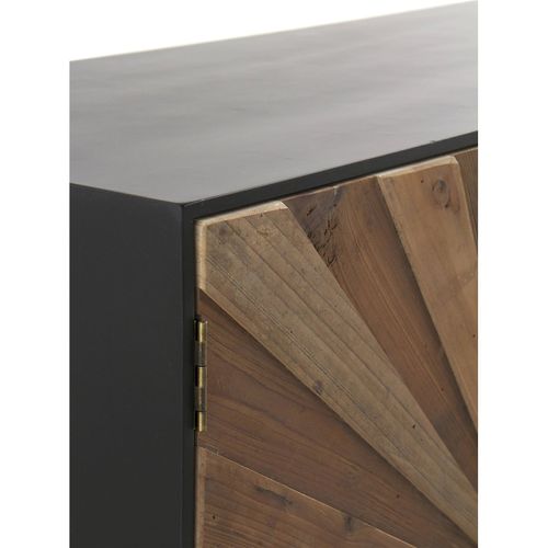 Meuble TV Bois Et Métal Style Industriel Portes Décoratives