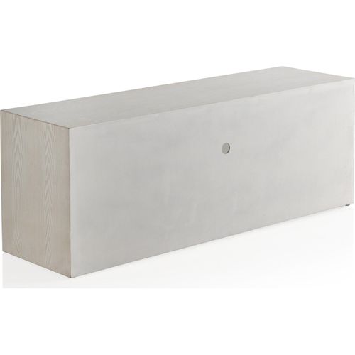 Meuble TV Bois Blanc Fresno Décor Hexagonal Rustique