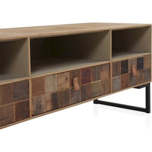 Meuble TV Bois Recyclé Et Métal Style Vintage Naturel