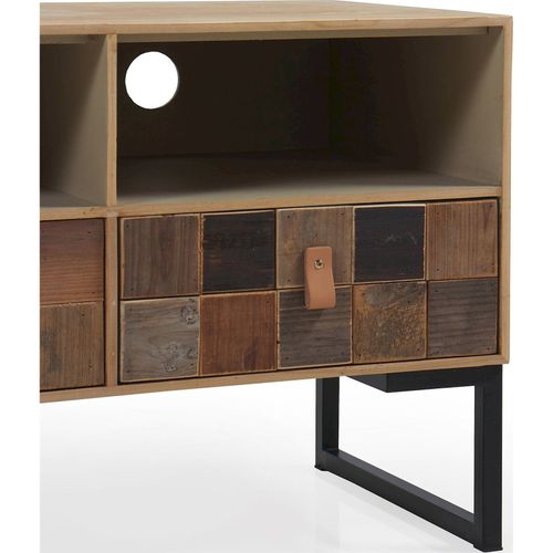 Meuble TV Bois Recyclé Et Métal Style Vintage Naturel