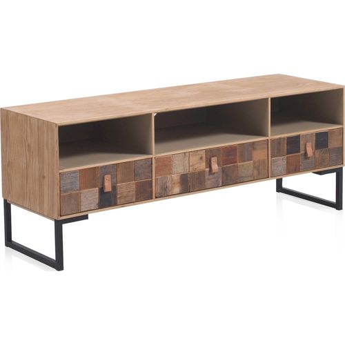 Meuble TV Bois Recyclé Et Métal Style Vintage Naturel