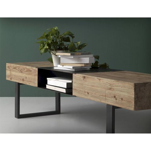 Meuble TV Bois Naturel Et Métal Design Industriel Élégant