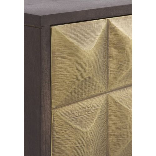 Meuble TV Bois De Manguier Et Laiton Doré Design Contemporain