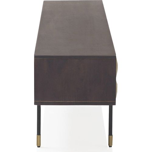 Meuble TV Bois De Manguier Et Laiton Doré Design Contemporain