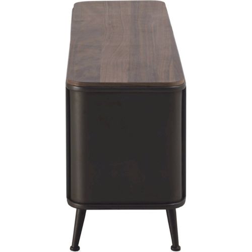 Meuble TV Métal Et Bois Avec Rangement Élégant Gris Cendré