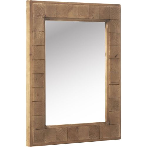 Miroir En Bois Naturel Avec Cadre Texturé à Suspendre