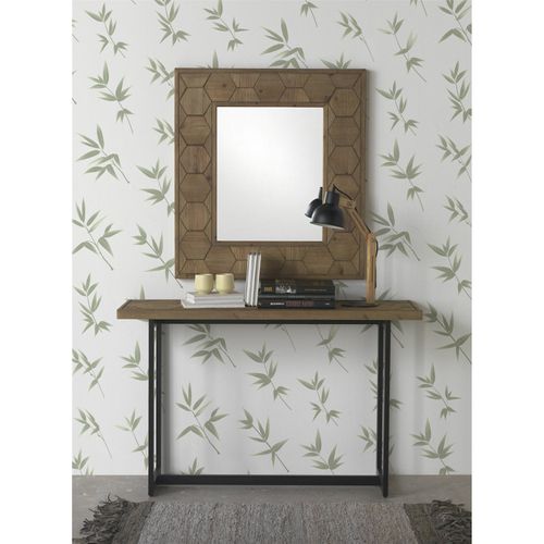 Miroir Décoratif Hexagonal Bois De Fresne Naturel Rustique