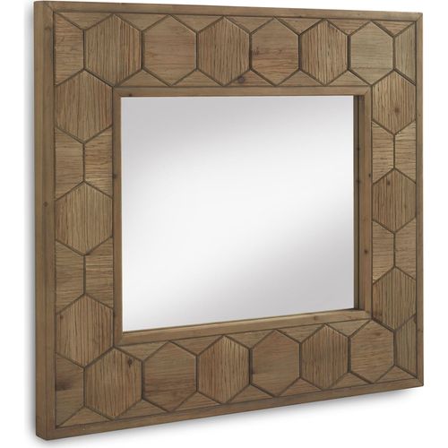 Miroir Décoratif Hexagonal Bois De Fresne Naturel Rustique