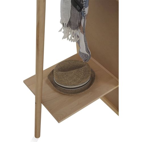 Miroir Sur Pied En Bois Naturel Avec Étagère Pratique