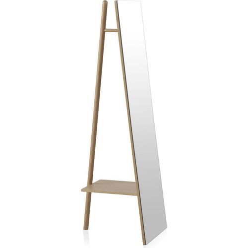 Miroir Sur Pied En Bois Naturel Avec Étagère Pratique