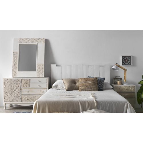 Miroir Mural Blanc Bois De Sapin Effet Vieilli Sculpté