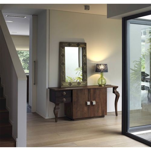 Miroir En Bois De Manguier Naturel Avec Cadre Doré Élégant