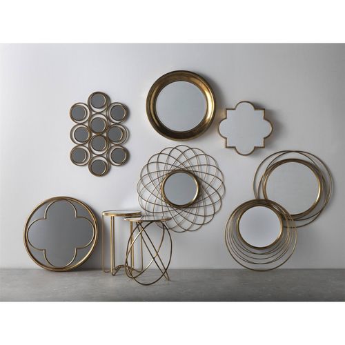 Miroir Mural Doré Style Rétro Métal Finition Vieillie