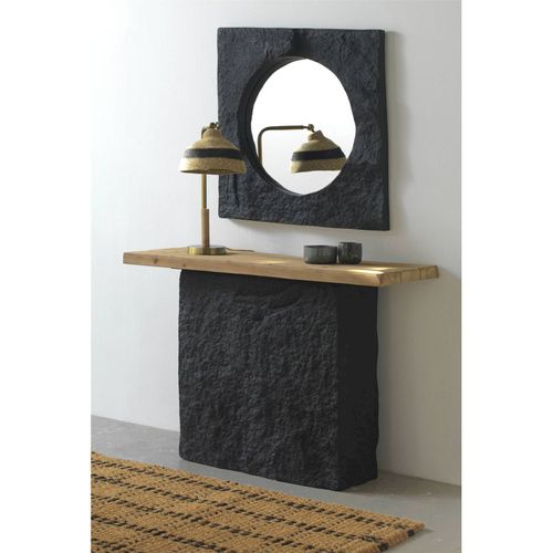 Miroir Mural Noir Aspect Pierre Style Contemporain