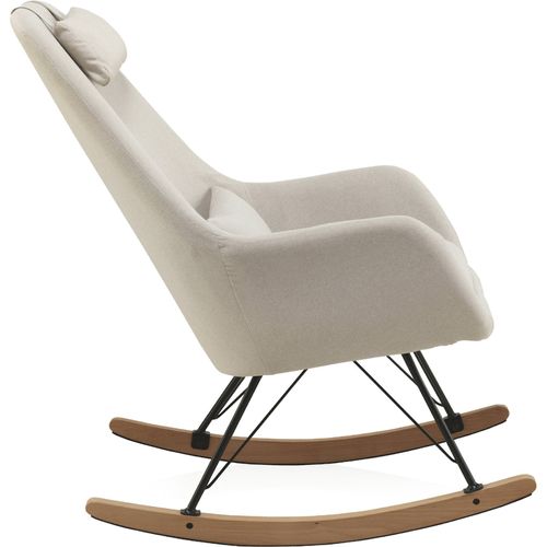 Fauteuil à Bascule Tapissé Confort Métal Et Bois Hêtre Crudo