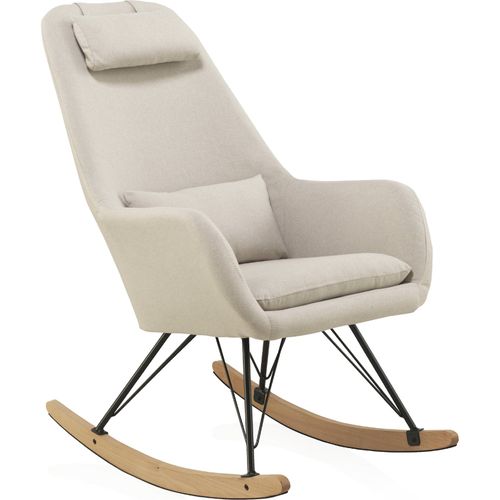 Fauteuil à Bascule Tapissé Confort Métal Et Bois Hêtre Crudo