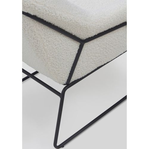 Fauteuil Bouclé Blanc Pieds Métal Noir Design Cocooning