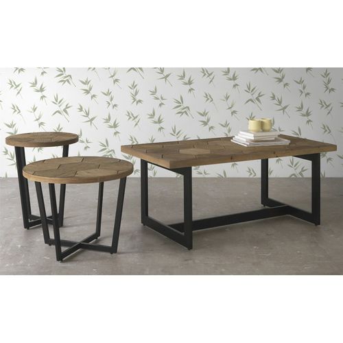 Table Basse Fresno Design Bois Naturel Et Métal Noir