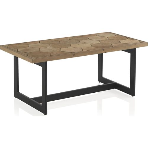 Table Basse Fresno Design Bois Naturel Et Métal Noir