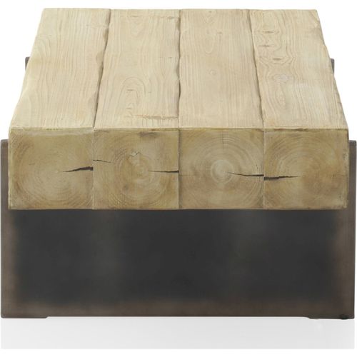Table Basse Rectangulaire Bois D'abeto Et Pieds Métal Laqué