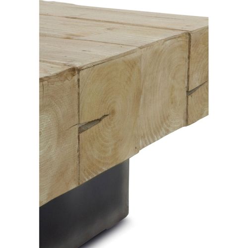 Table Basse Rectangulaire Bois D'abeto Et Pieds Métal Laqué