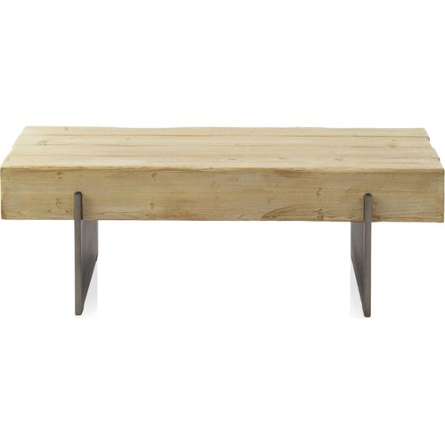 Table Basse Rectangulaire Bois D'abeto Et Pieds Métal Laqué