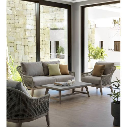 Table Basse Rectangulaire Bois Acacia Et Plateau Effet Béton