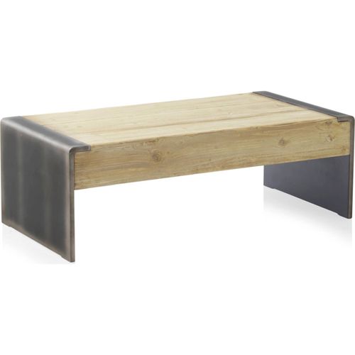 Table Basse Rectangulaire Bois D'épicéa Et Finitions Métal Chic
