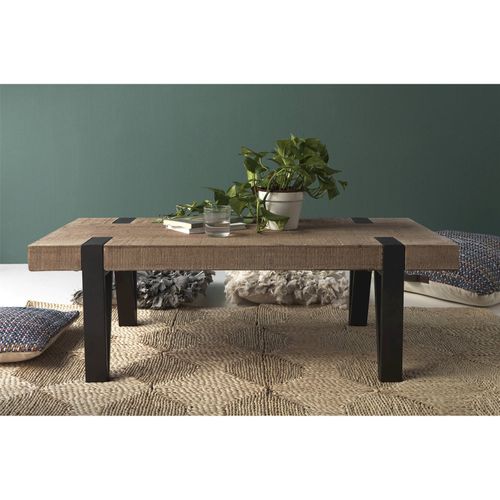 Table Basse Bois Naturel Et Pieds Métal Noir Style Industriel