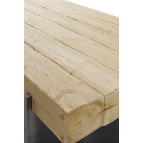 Table Basse Bois D'abeto Et Pieds Laqués Finition Métalisée