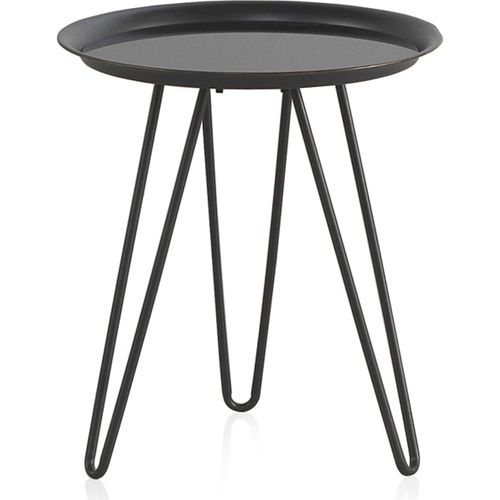 Table Basse Ronde Métal Noir Plateau Verre Élégant Intérieur