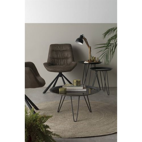 Table Basse Ronde Métal Noir Intérieur Design Élégant