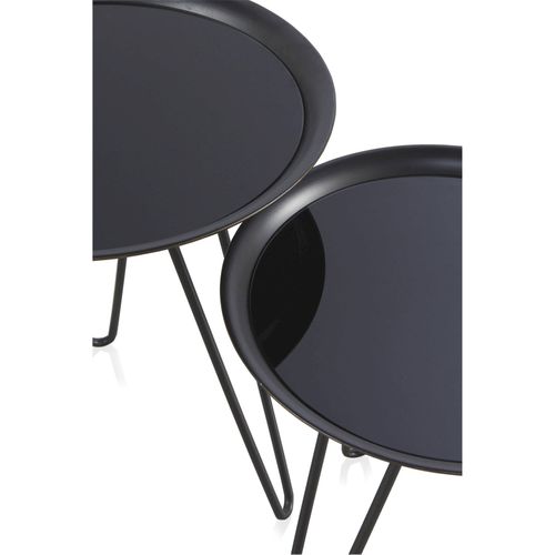 Table Basse Ronde Métal Noir Intérieur Design Élégant