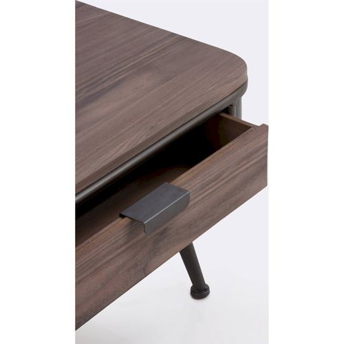 Table Basse Métal Bois Avec Deux Tiroirs Élégants