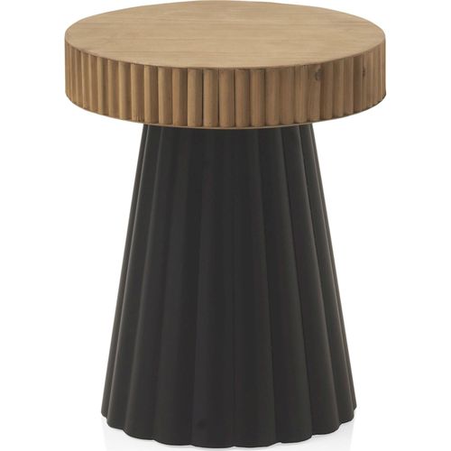 Table D'appoint Design Bois Et Métal Noir Élégance Moderne