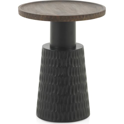 Table D Appoint Bois Et Métal Finition Noyer Élégante