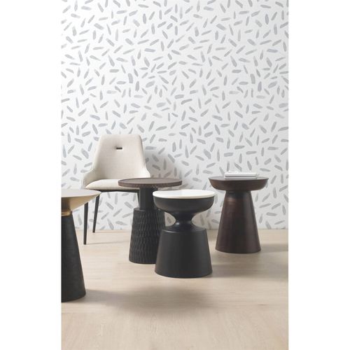 Table D'appoint Bois Et Métal Finition Noyer Élégante