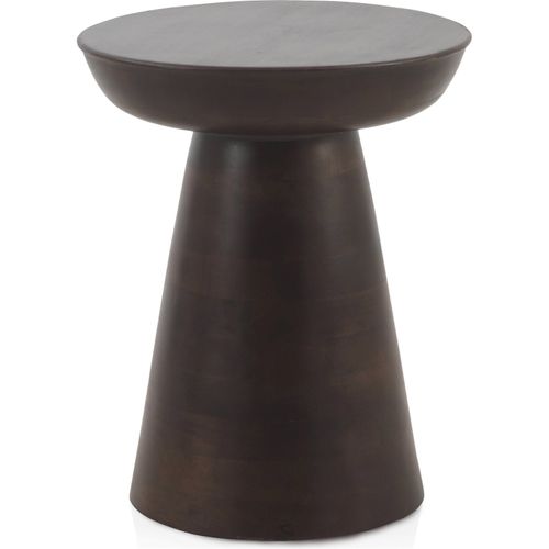 Table D'appoint Bois Et Métal Finition Noyer Élégante