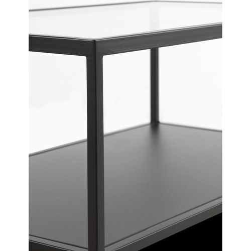 Table D'appoint Métal Noir Et Verre Pour Salon Moderne