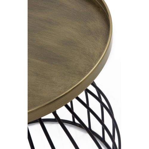 Table D'appoint Métal Noir Et Plateau Doré Élégant