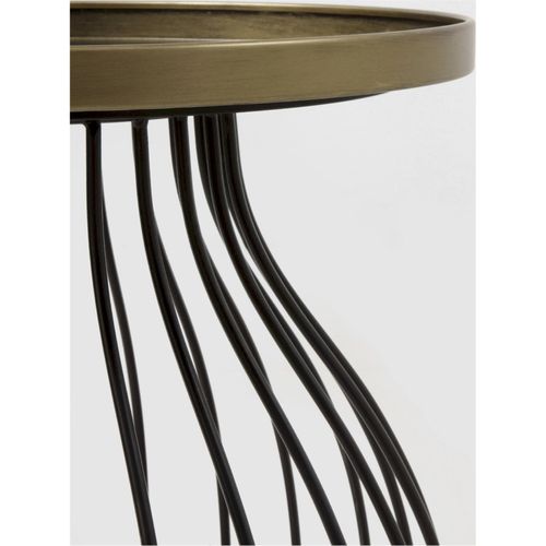 Table D'appoint Métal Noir Et Plateau Doré Élégant