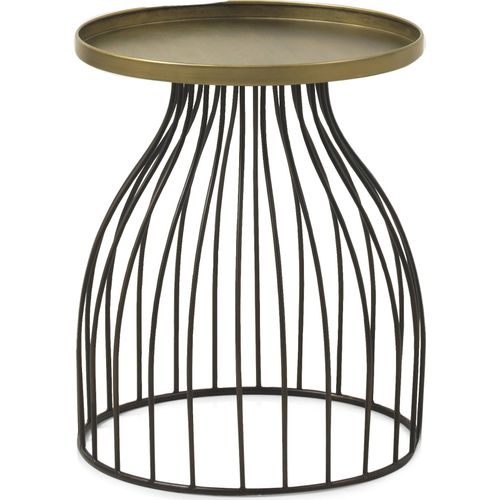 Table D'appoint Métal Noir Et Plateau Doré Élégant