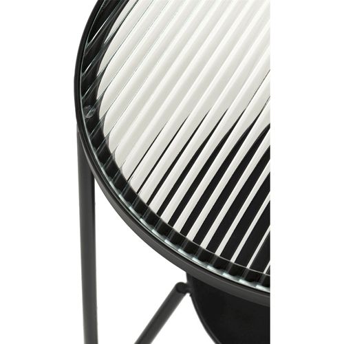 Table D Appoint En Métal Noir Avec Plateau En Verre Rayé