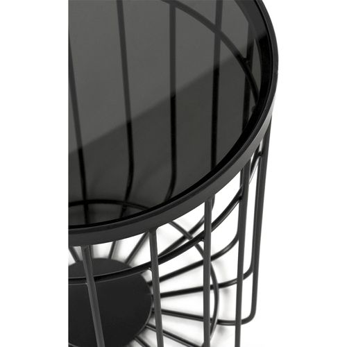 X2 Tables D'appoint Métal Noir Et Verre Fumé Design Intérieur