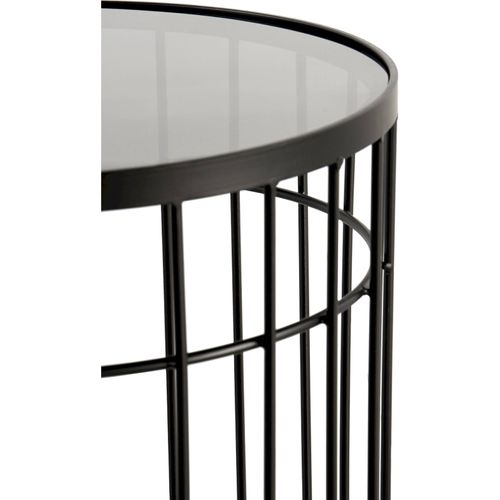 X2 Tables D'appoint Métal Noir Et Verre Fumé Design Intérieur