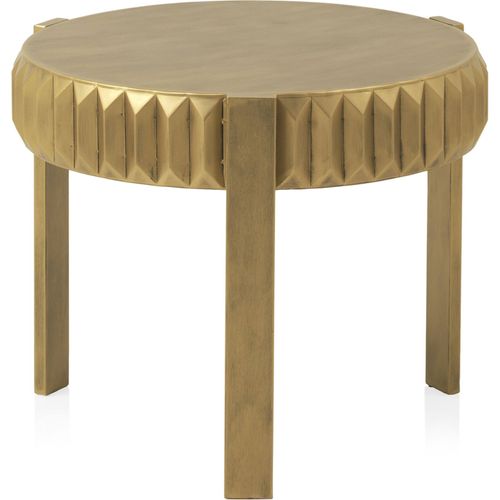 Table D'appoint Dorée En Métal Finition Vieilli Design Élégant