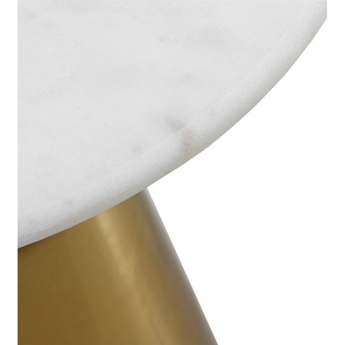 Table D'appoint Dorée Avec Plateau En Marbre Blanc Élégant