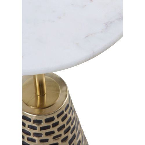 Table D'appoint Design Doré Et Marbre Blanc Élégance Contemporaine