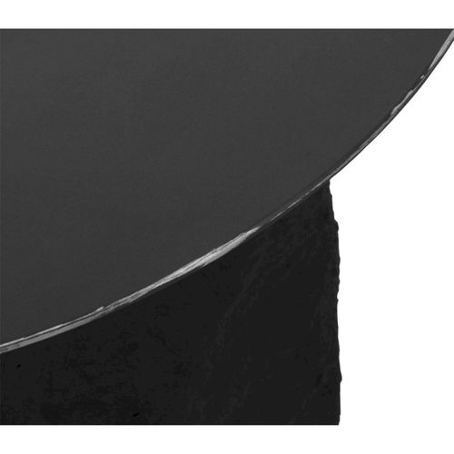 Table Dappoint Ronde Noire Avec Base Effet Pierre Polyrésine