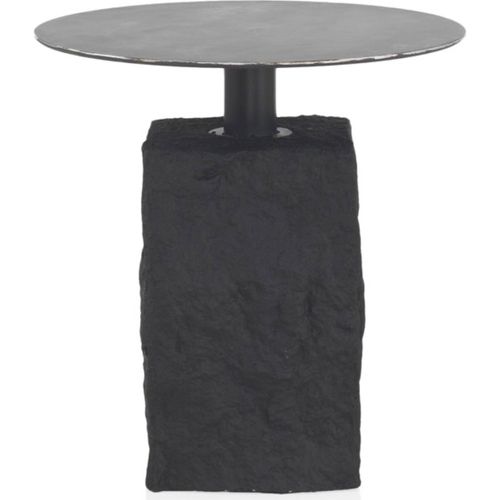 Table Dappoint Ronde Noire Avec Base Effet Pierre Polyrésine